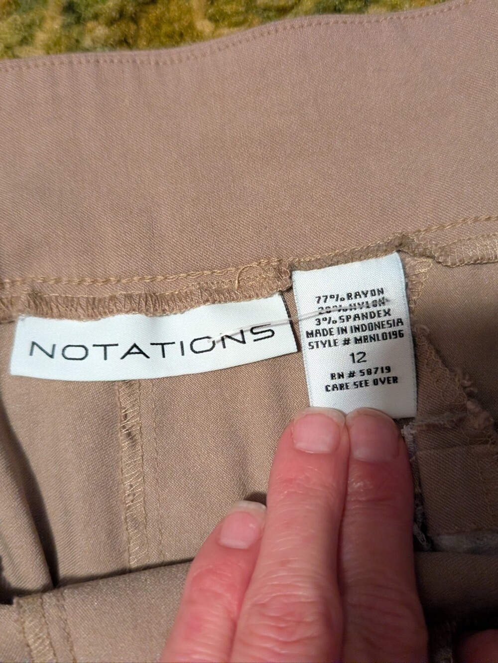 Notations Women's Tan Casual Pants - Size 12